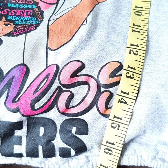 On Fire Graphic Crop top Corded Waist Gray 100% Cotton  Size Small - Picture 6 of 9